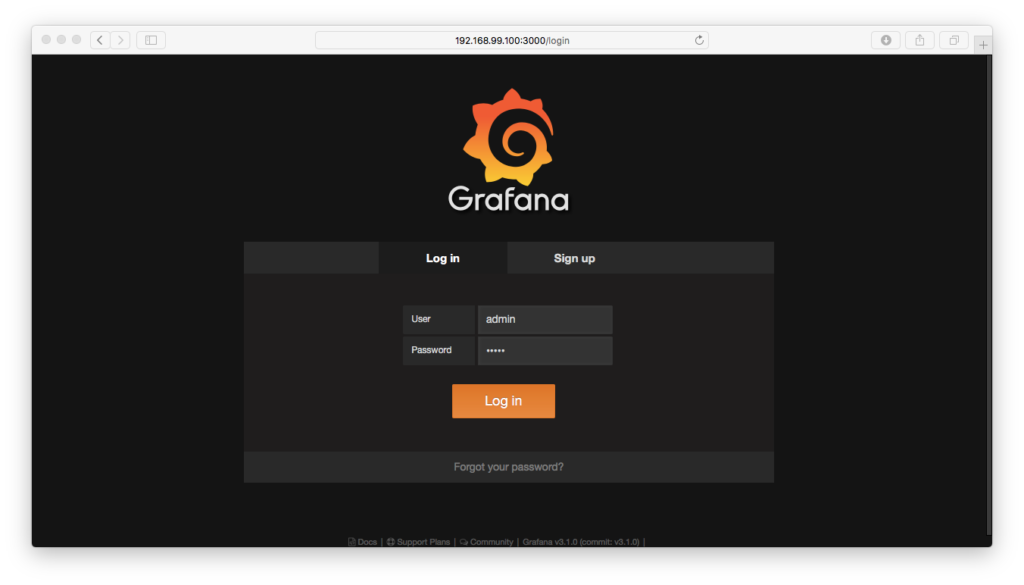 Grafana login