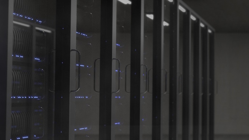 server room with blue lights