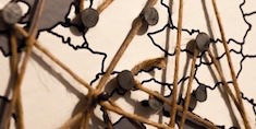 map with thumbtacks and string